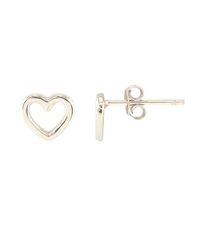 Kris Nations Jewelry Heart Outline Stud Earrings in Silver