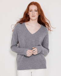 Not Monday Clothing Ella V Neck in Storm Grey