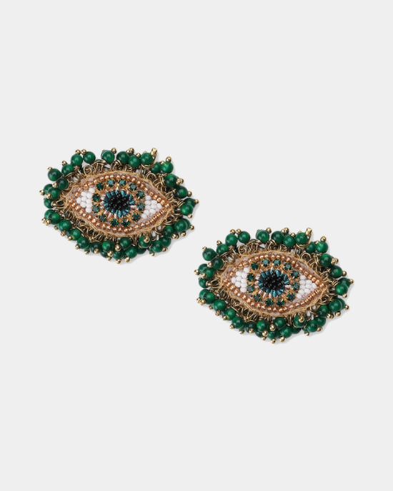 Olivia Dar Jewelry Green Milos Eye Earrings in Green