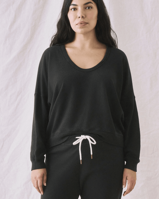 the Great Clothing The U-Neck Sweatshirt in Almost Black