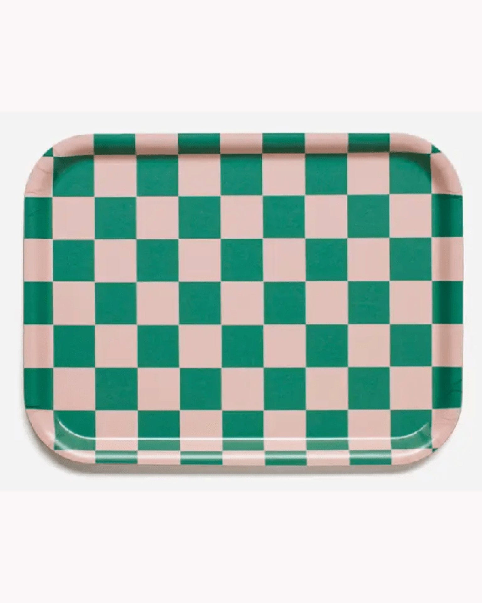 Checker 27x20cm Rectangular Serving Tray in Peach Tulip