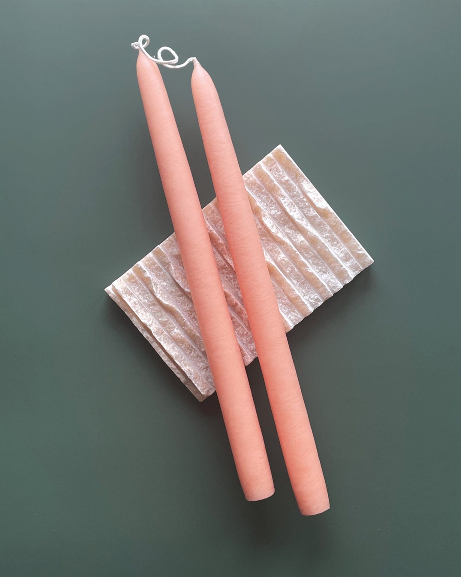 Taper Candle Pair, Coral