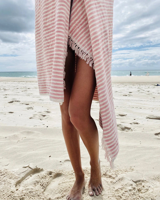 Business & Pleasure Co Home Beach Towel - Laurens Pink Stripe