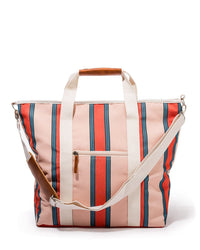 Business & Pleasure Co Home Cooler Tote Bag - Bistro Dusty Pink Stripe