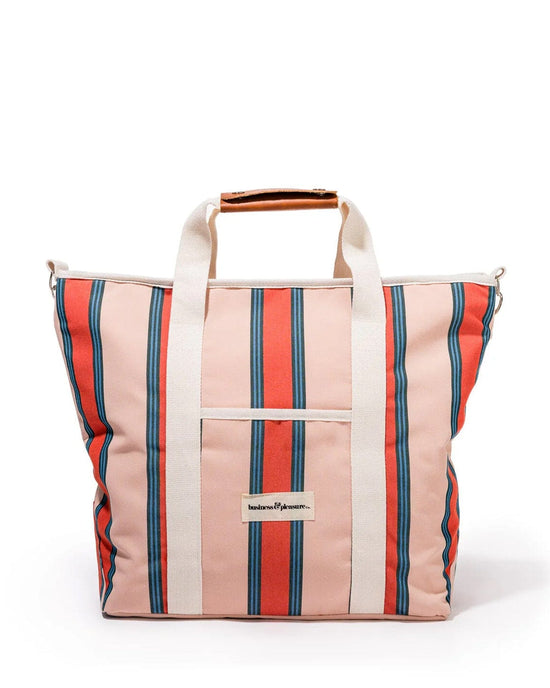 Business & Pleasure Co Home Cooler Tote Bag - Bistro Dusty Pink Stripe