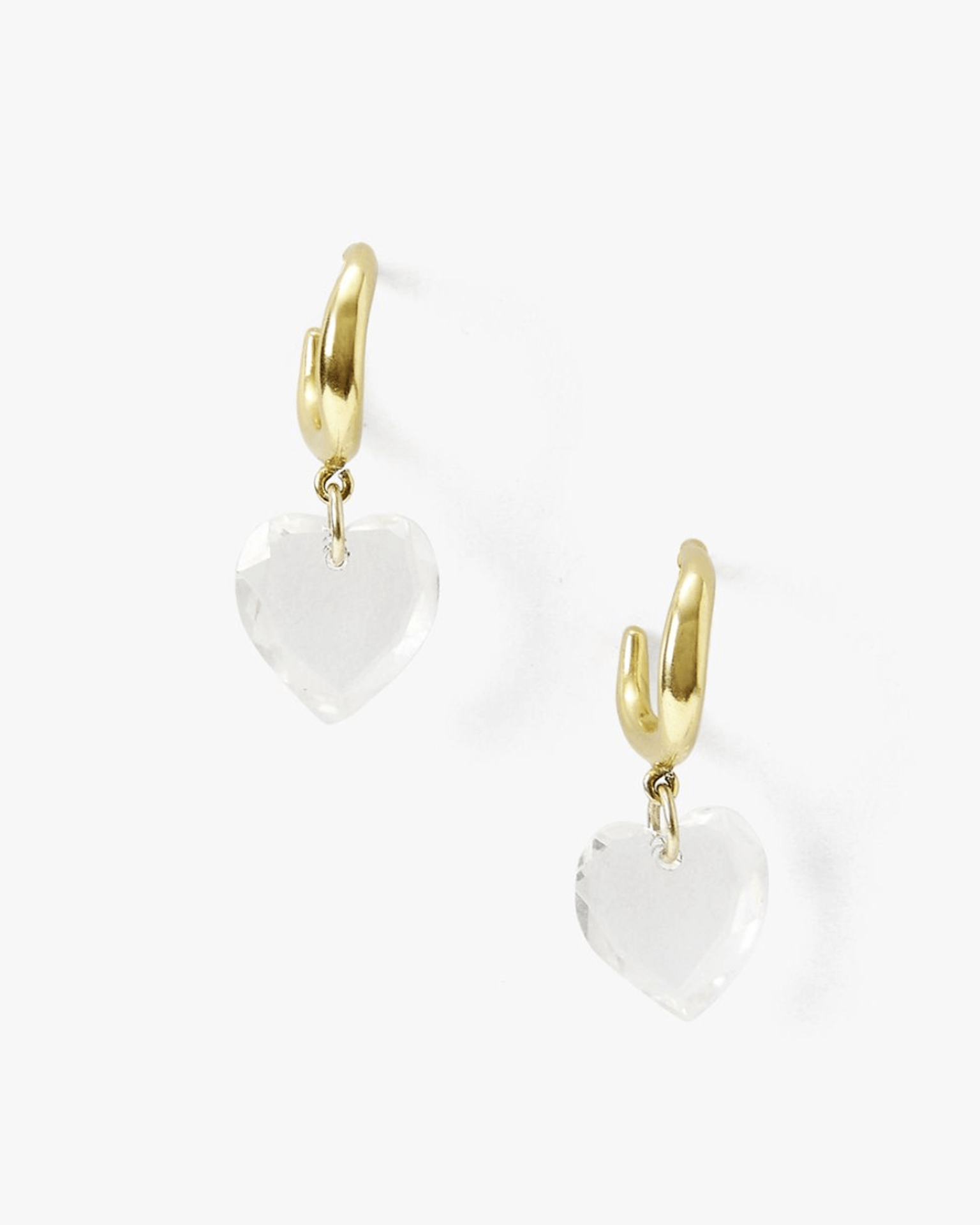 Heart Huggie Earrings in Crystal