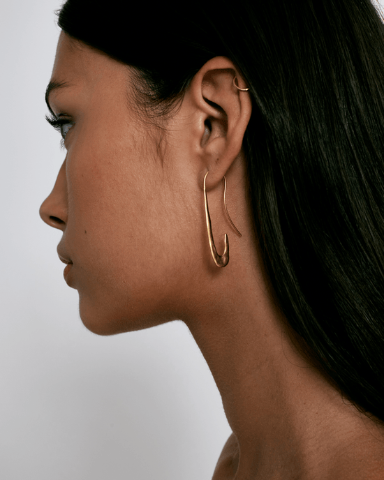 Chan Luu Jewelry Yellow Gold Maxi Gala Crescent Earrings in Yellow Gold