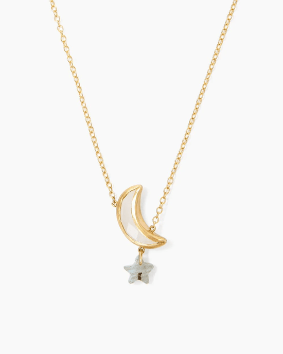 Chan Luu Moon & Star Necklace in Moonstone Mix 