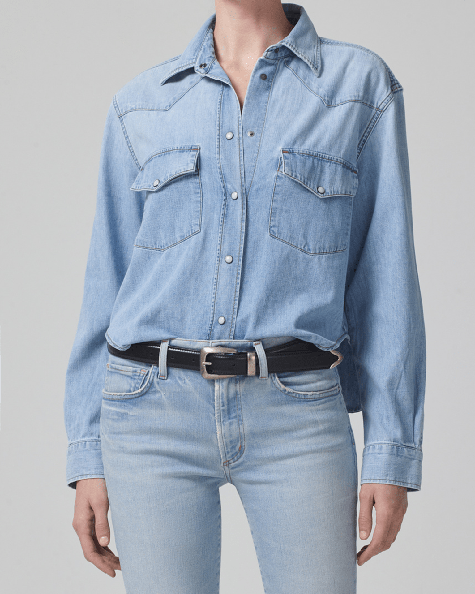 Cropped Western Shirt in Pharos