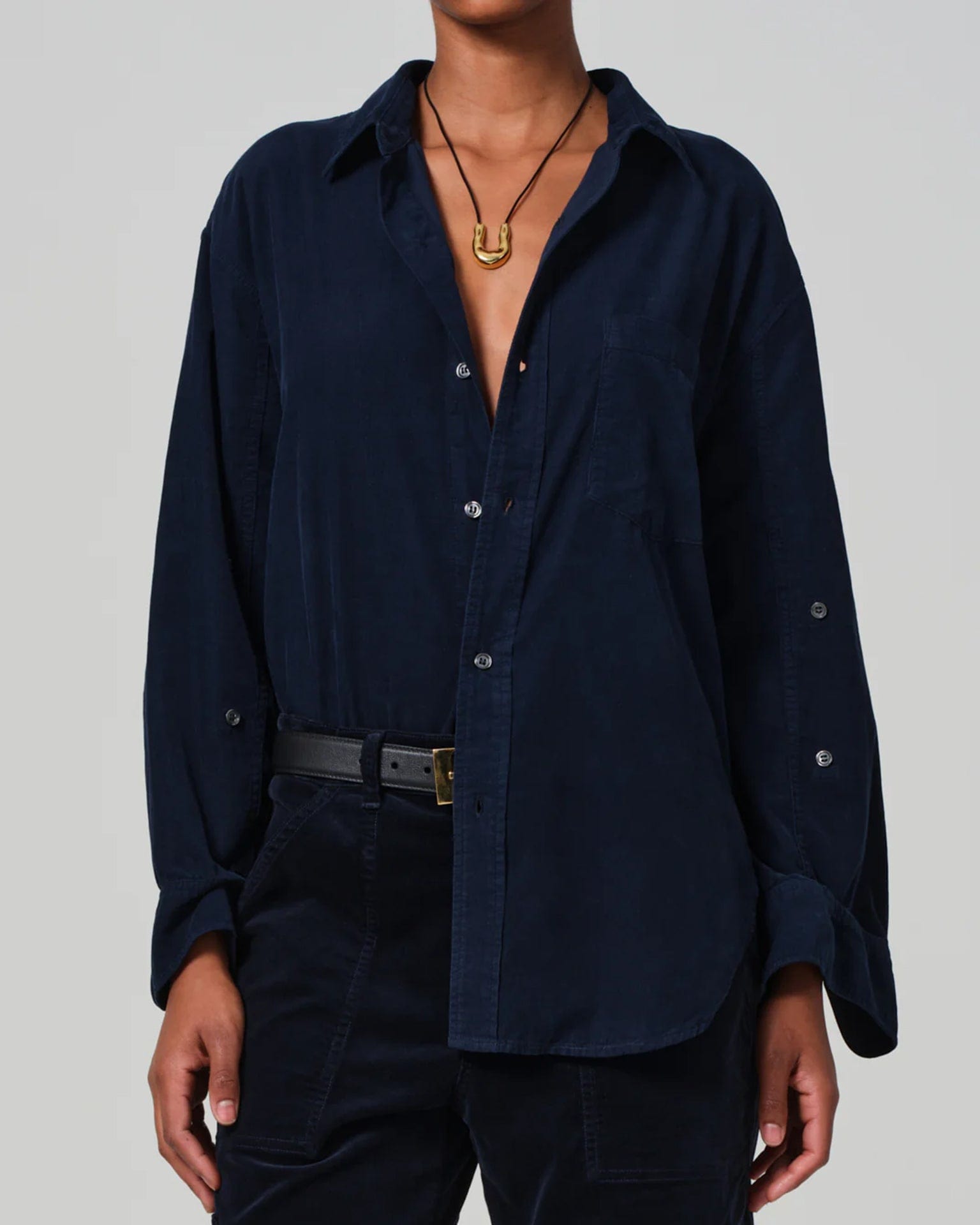 Kayla Shirt in Navy Cord