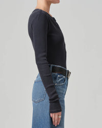 Citizens of Humanity Varra Henley in Charcoal Mineral 