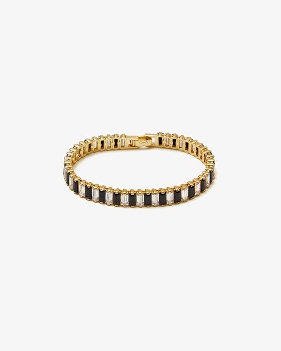 Clare V. Jewelry Clear/Jet Baguette Checker Bracelet in Clear/Jet/Gold