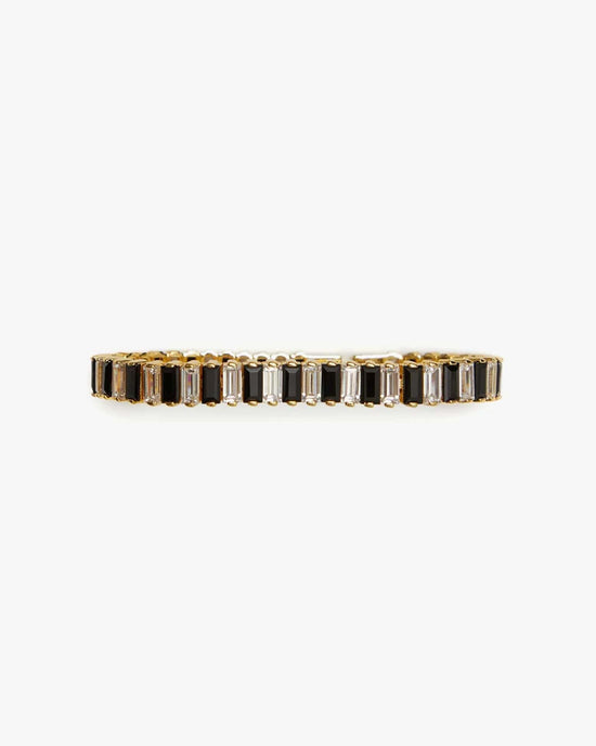 Clare V. Jewelry Clear/Jet Baguette Checker Bracelet in Clear/Jet/Gold