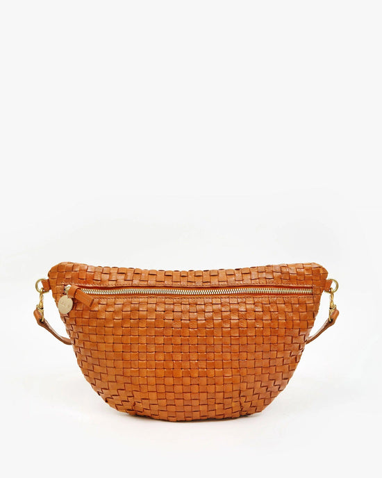 Clare V. Grande Fanny in Natural Woven Checker 