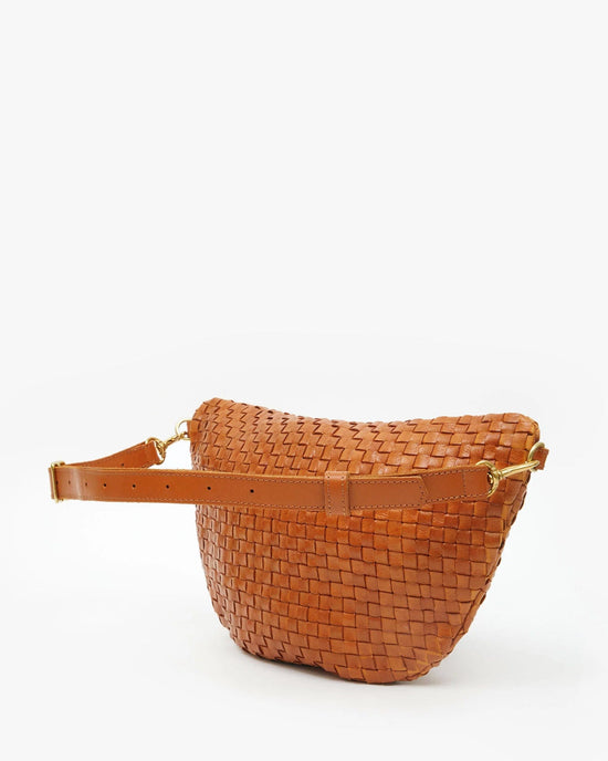 Clare V. Grande Fanny in Natural Woven Checker 