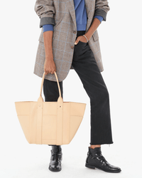 Clare V. Accessories Undyed Le Slim Box Tote in Coated Undyed Veg