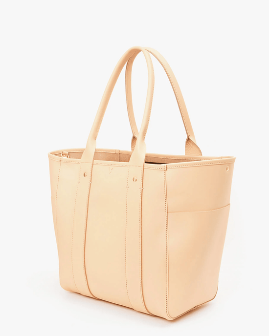 Clare V. Accessories Undyed Le Slim Box Tote in Coated Undyed Veg