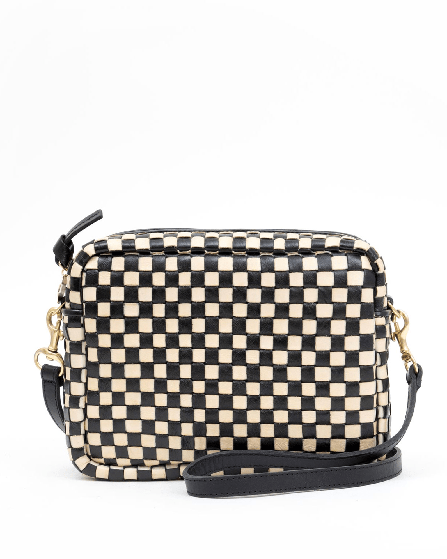 Midi Sac in Black & Cream Woven Checker