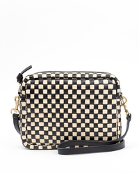 Clare V. Midi Sac in Black & Cream Woven Checker 