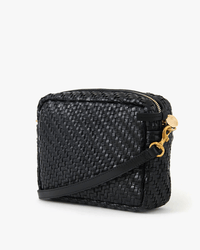 Clare V. Midi Sac in Black Woven Zig-Zag 