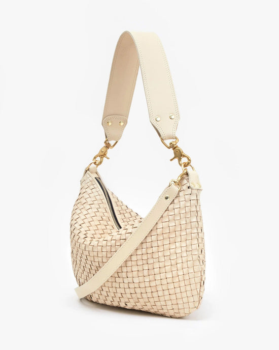 Clare V. Moyen Messenger in Buttercream Woven Checker 