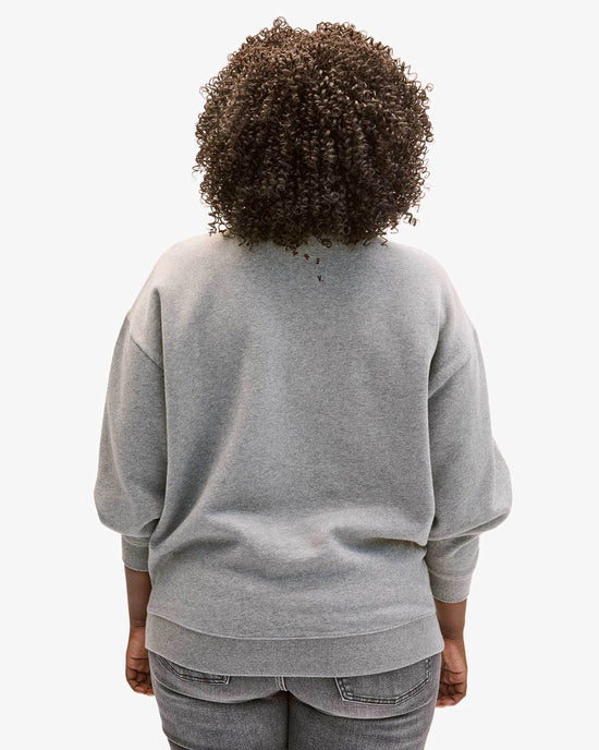 Clare V. Oui Oversized Sweatshirt in Grey Melange w/ Bordeaux 