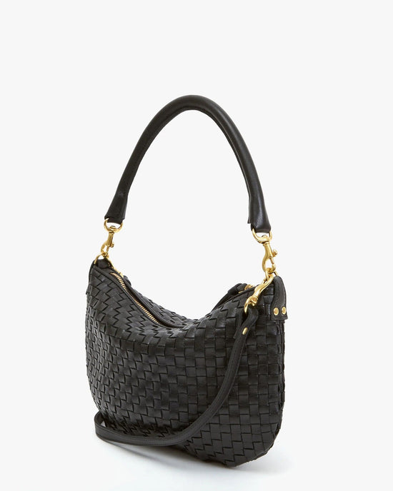 Clare V. Accessories Black Petit Moyen Messenger - Black Woven Checker