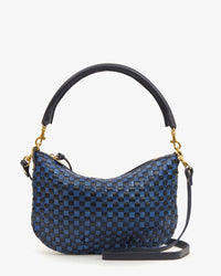 Clare V. Accessories Dark Blue Petit Moyen Messenger - Dark Blue Woven Checker