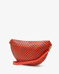 Clare V. Woven Checker Grande Fanny in Bright Poppy & Bordeaux 