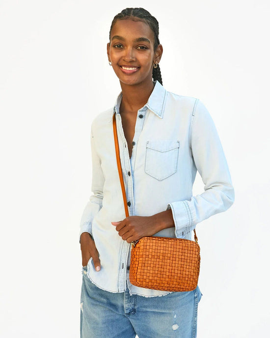 Clare V. Woven Checker Midi Sac in Natural 