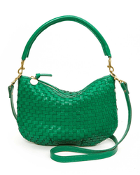 Clare V. Accessories Grass Woven Checker Petit Moyen Messenger in Grass