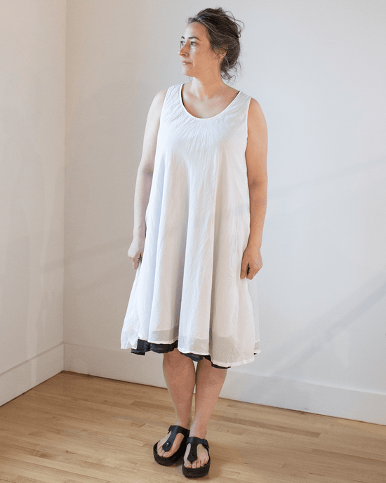 CP Shades Clothing Bree Dress in White Cotton Silk