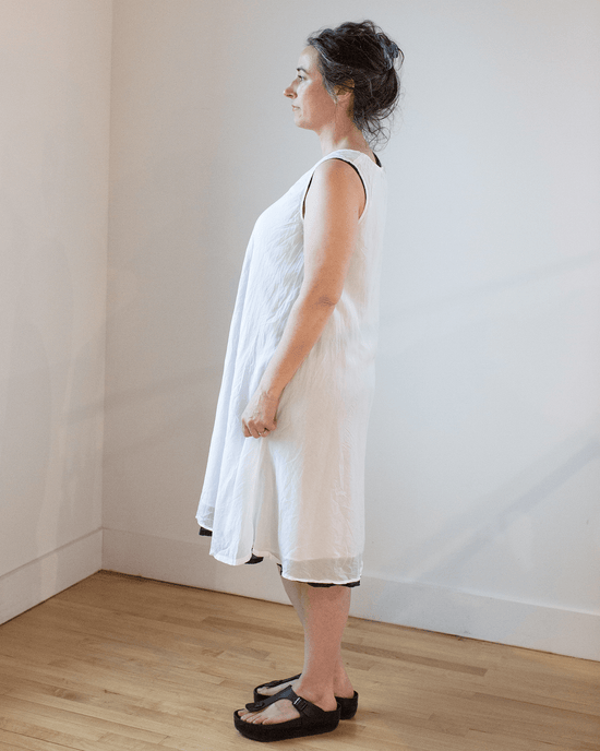 CP Shades Clothing Bree Dress in White Cotton Silk