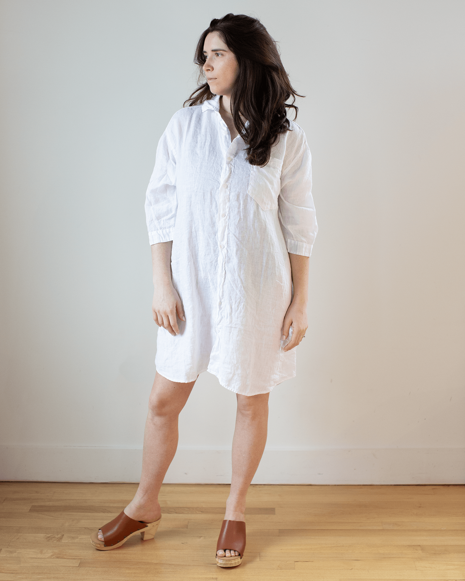 Cora Linen Dress in White