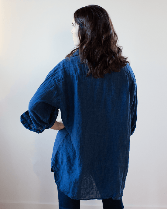 CP Shades Jane Oversized Button Down w/o Pkts - Indigo Linen in Indigo 