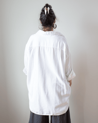 CP Shades Clothing Jane Oversized Button Down w/o Pkts - L/W Cotton Twill in White