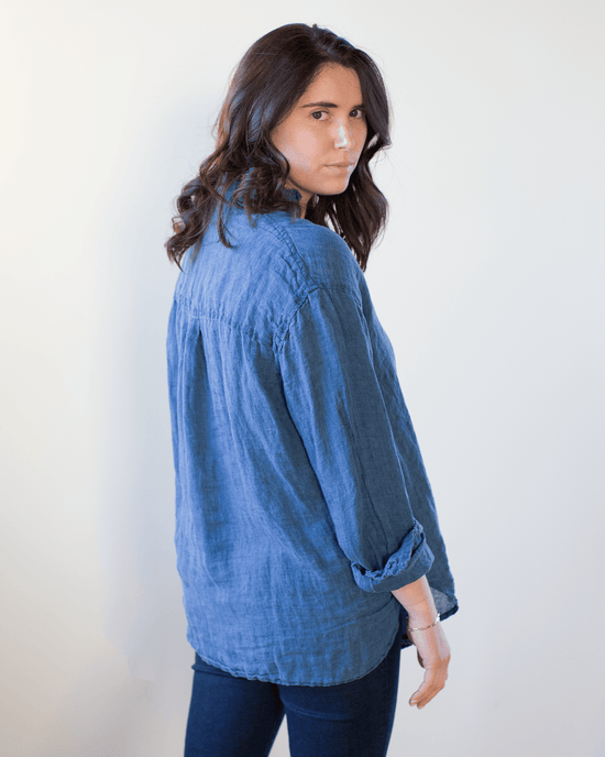 CP Shades Clothing Jojo Shirt - Indigo Linen in Bleach