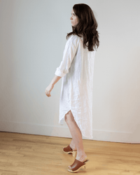 CP Shades Kira Linen Rounded Shirttail Dress in White 