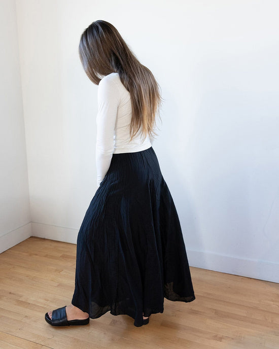 CP Shades Clothing Lily Skirt in Black Cotton Silk