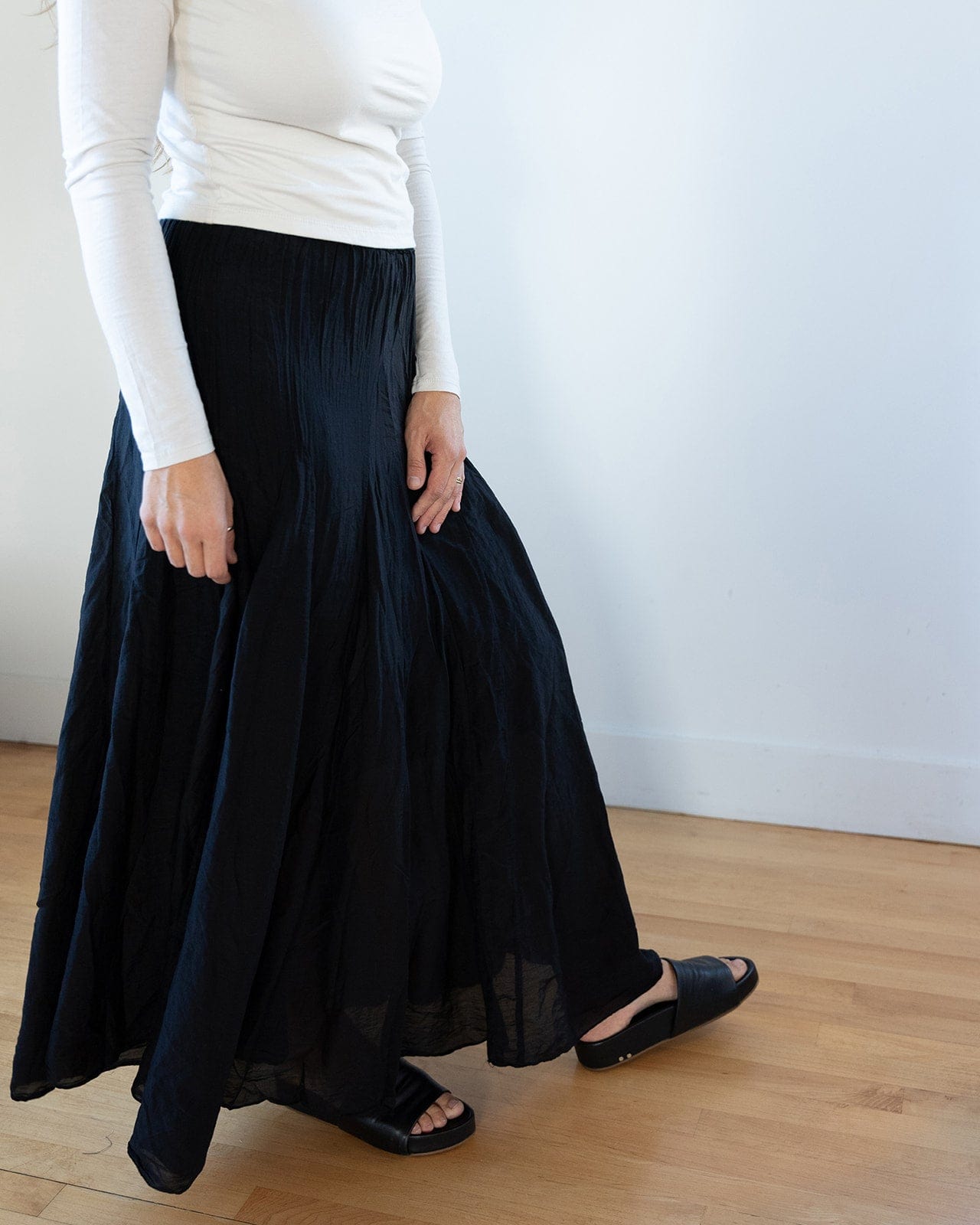 Lily Skirt in Black Cotton Silk