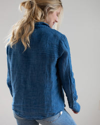 CP Shades Romy Blouse - Indigo Linen in Bleach 