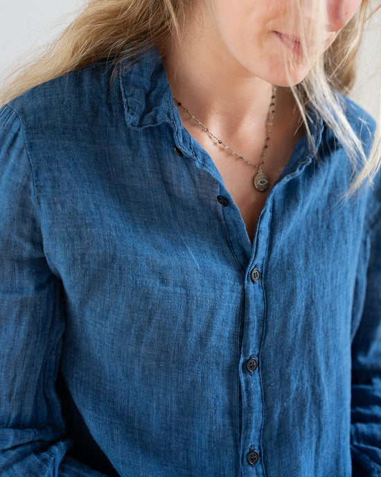 CP Shades Romy Blouse - Indigo Linen in Bleach 