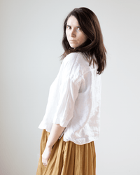 CP Shades Clothing Rooney Boxy Crop Blouse in White Linen