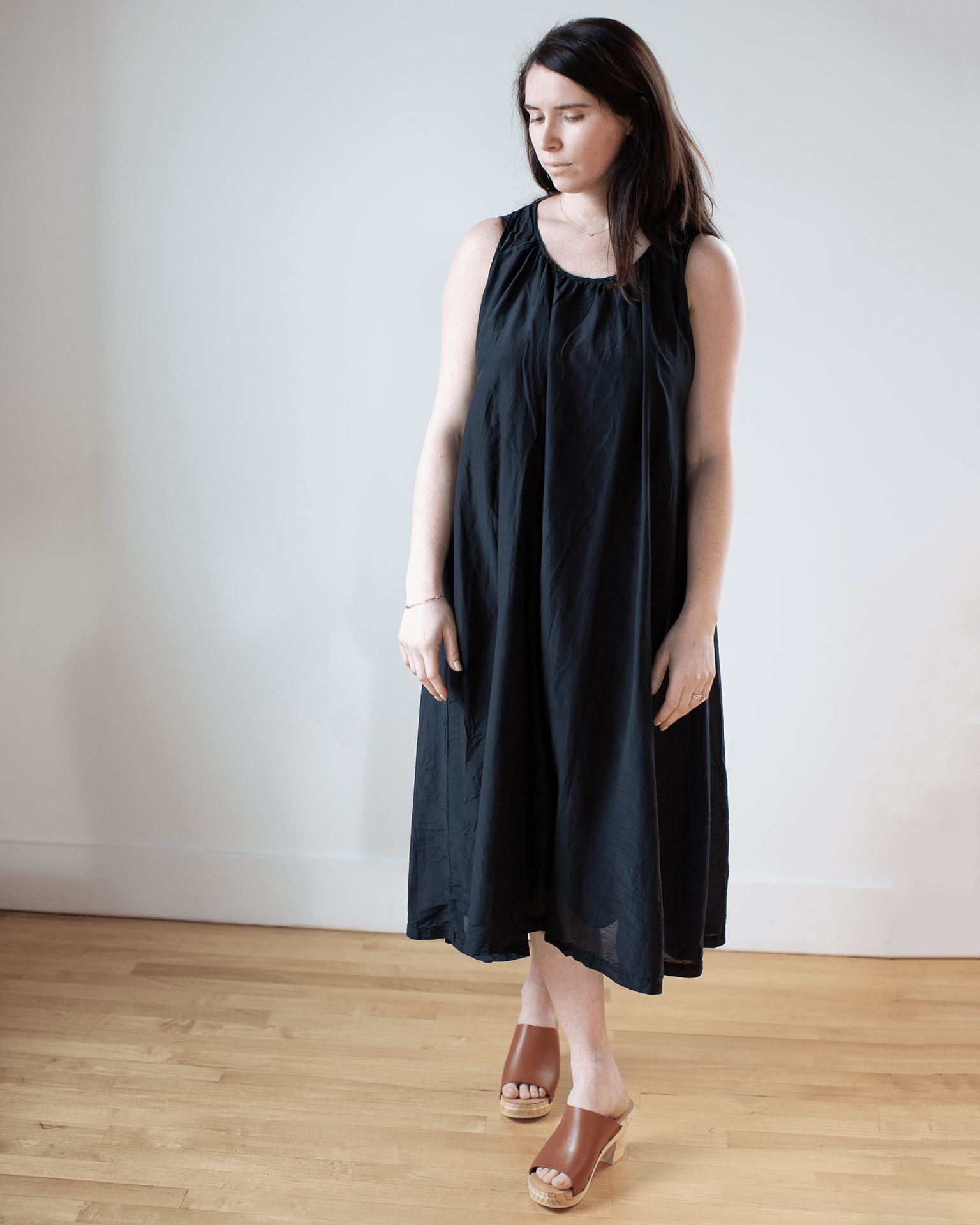 Sia Dress in Black Cotton Silk