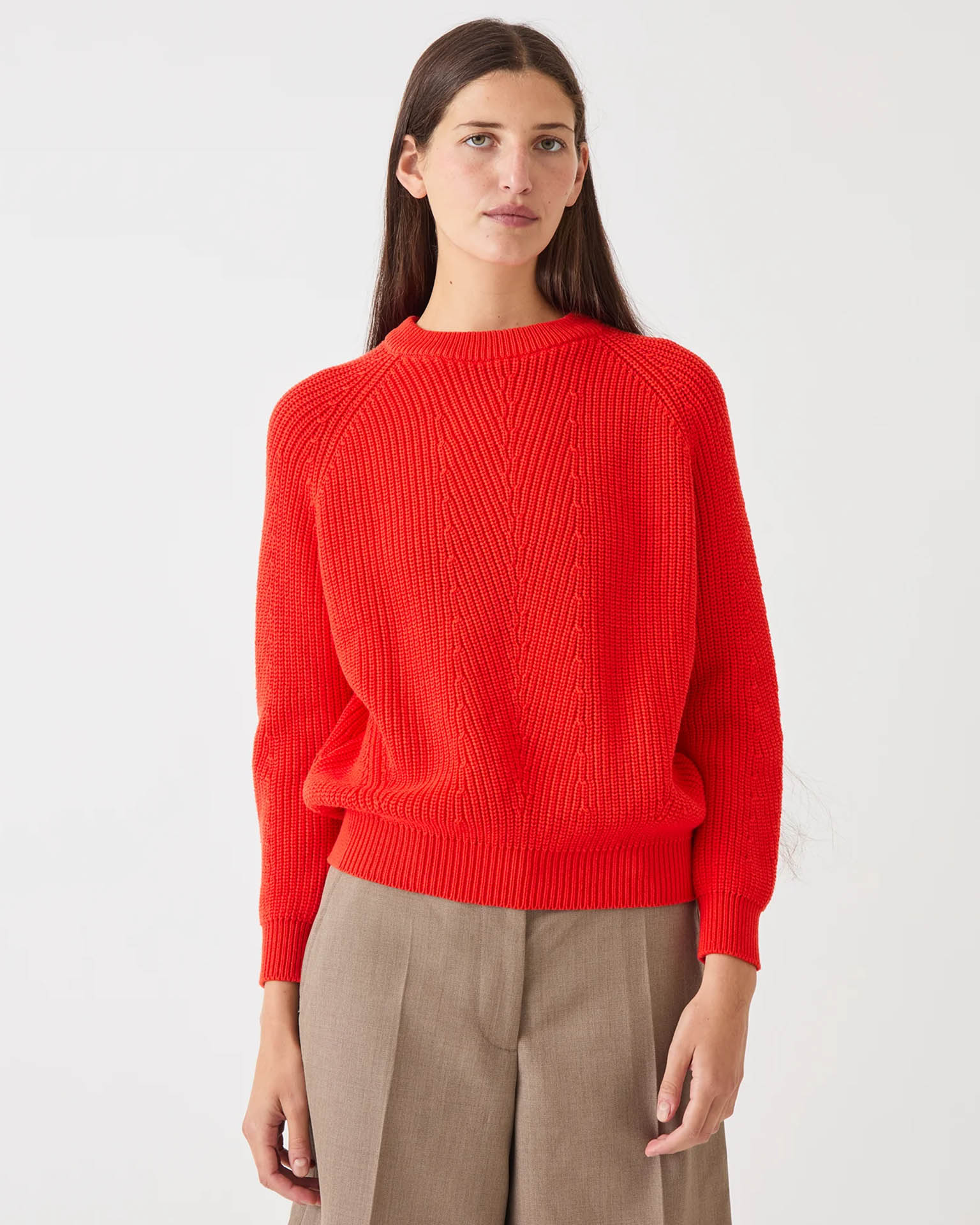 Chelsea Organic Cotton Sweater in Vermillion