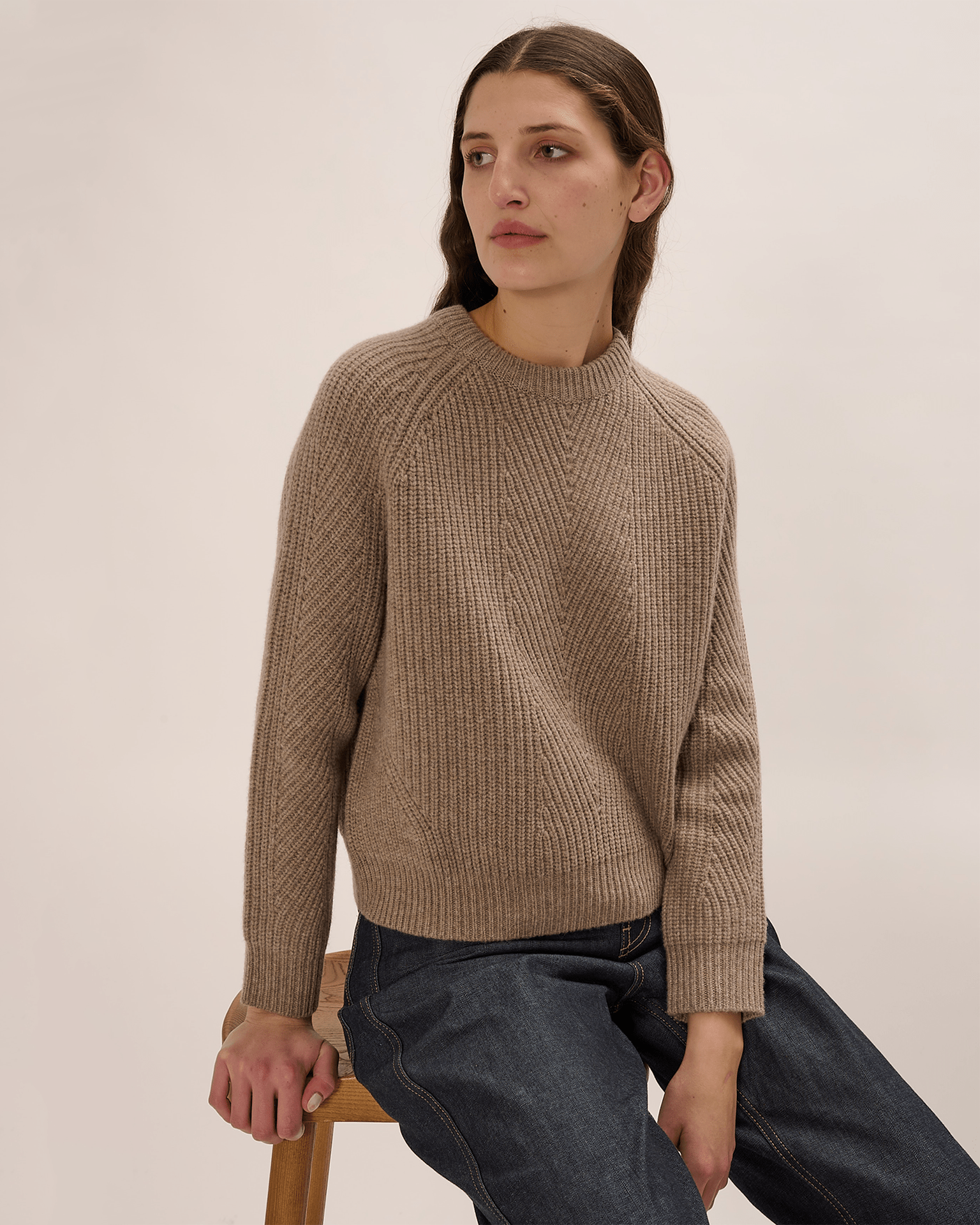 Chelsea Wool Sweater in Heather Brown