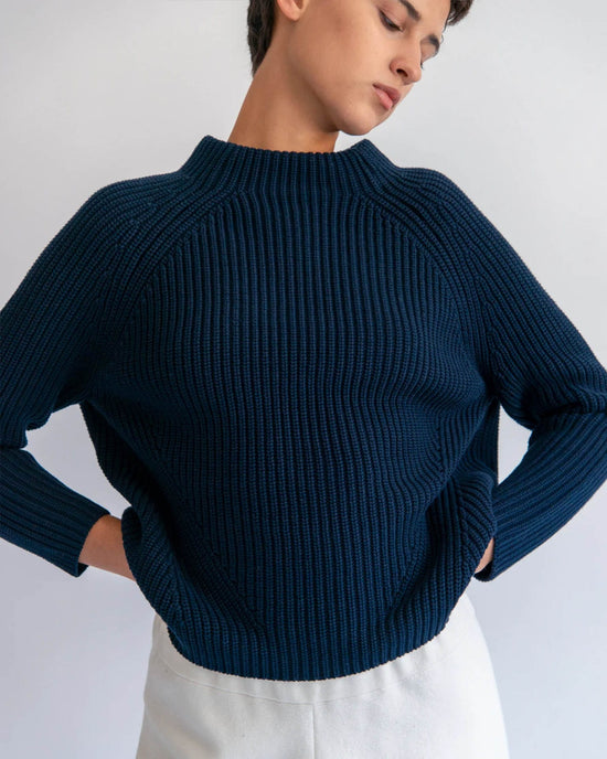 Demylee Clothing Daphne Cotton Sweater in Navy