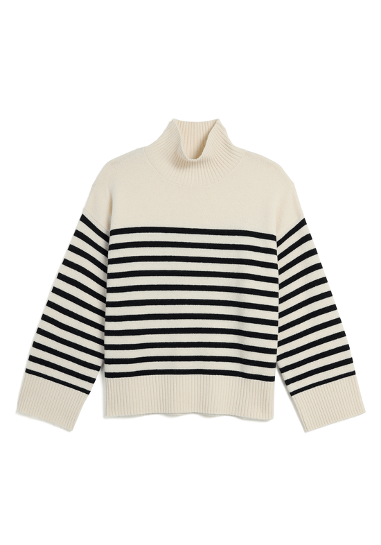 Demylee Clothing Paige Stripe Sweater in Off White/Black