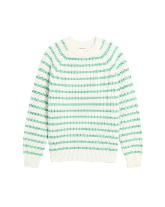 Demylee Phoebe Stripe Cotton Sweater in Off White/Spearmint 