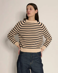 Demylee Clothing Phoebe Stripe Sweater in Natural/Navy